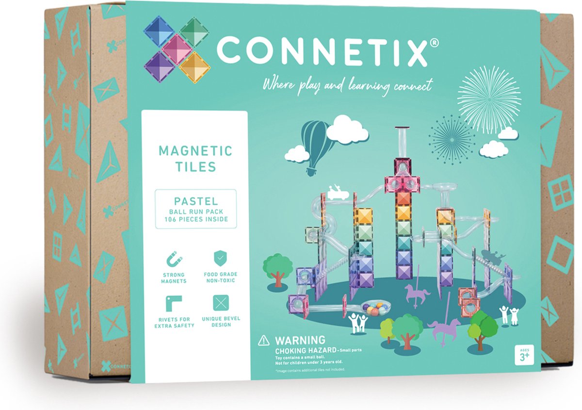 Connetix 106-delige Pastel Ball Run Knikkerbaan Set
