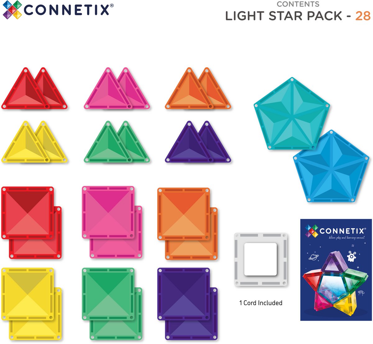 Connetix 28-delig Lichtsterpakket - Afbeelding 7